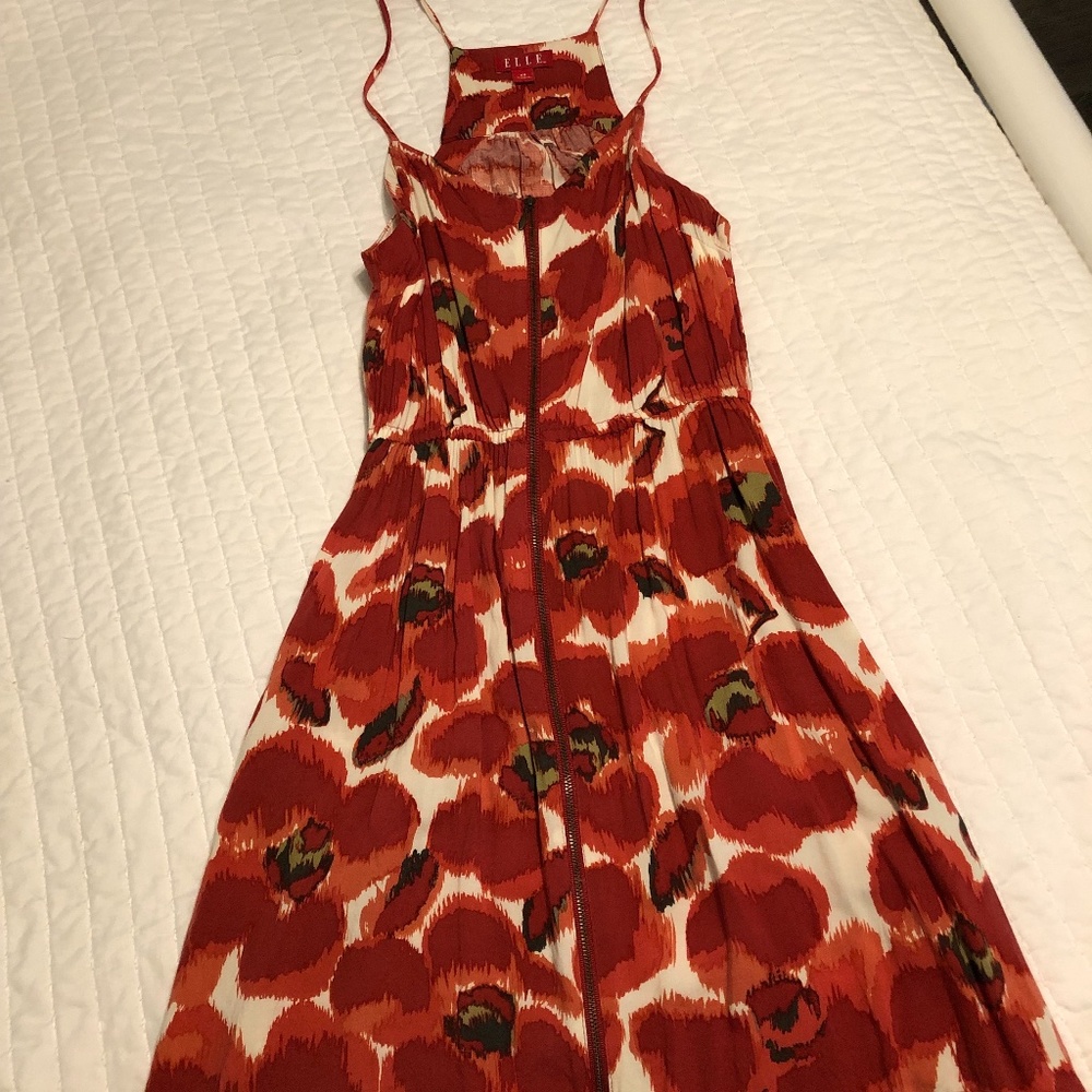 ELLE Red and Orange Floral Sundress - Size XS